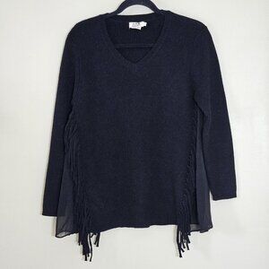 Molly Bracken Sweater Womens OS/S M Black Side Fringe Sheer Western Whimsigoth